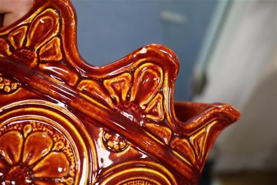 A Burmantofts russet glazed D section stick and umbrella stand